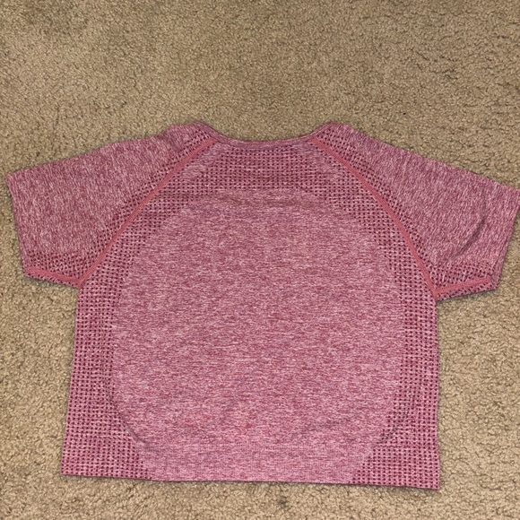 SHEIN Pink Heathered Short Sleeve Crop Top - Picture 3 of 3